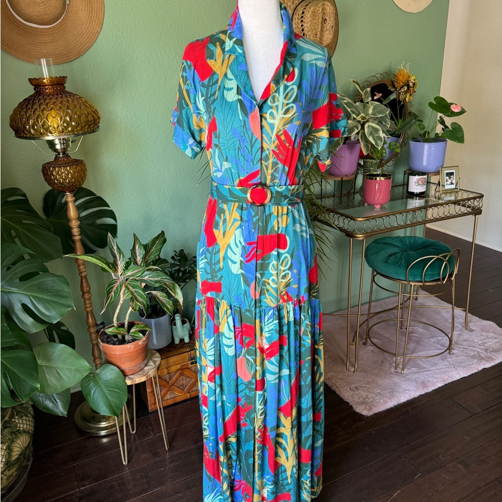 Hutch * Tropical Floral Print Maxi Dress * SZ S